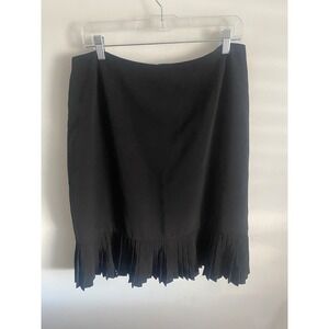 NORTONMCNAUGHTON Black Pleated‎ Hem Skirt Textured Dot Pattern Size 14